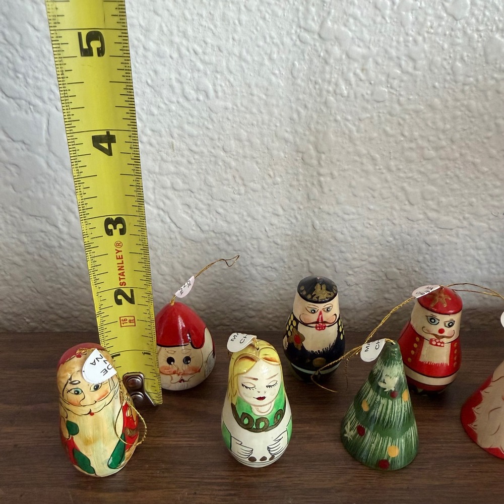 Lot of 38 Vintage Hand Painted Wooden Christmas Ornaments Santa Tree Angel Dolls - Picture 2 of 13